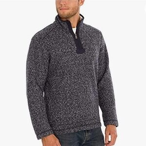 Orvis Men's Marled Black Brighton Quarter Zip Sweater Size Large